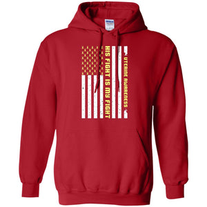 Uterine Awareness His Fight Is My Fight Peach Ribbon Stars Flag Of Usa ShirtG185 Gildan Pullover Hoodie 8 oz.