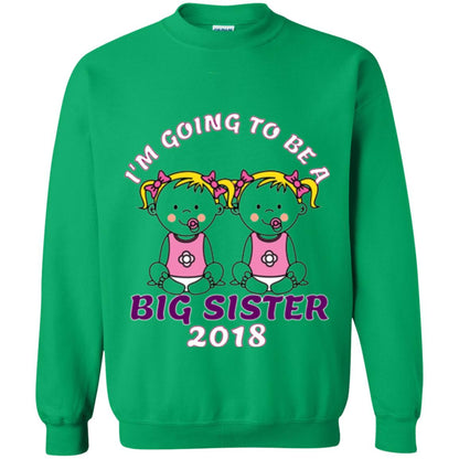 Family T-shirt I_m Going To Be A Big Sister Of Twins 2018 Irish Green