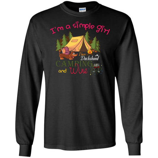 I’m A Simple Girl I Love Dachshund Camping And Wine Shirt Black