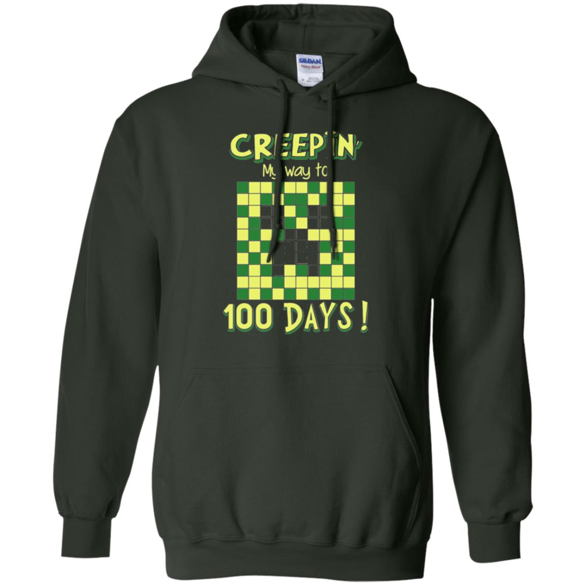 Teacher T-shirt Creepin My Way To 100 Days Forest Green