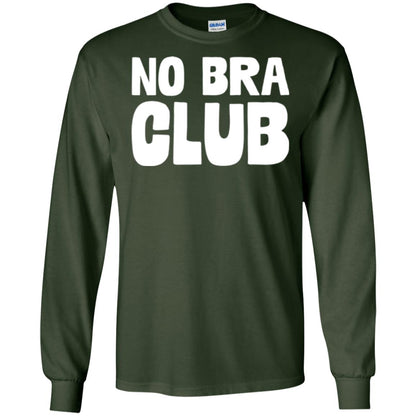 No Bra Club T-shirt Funny Feminist Women No Bra Forest Green