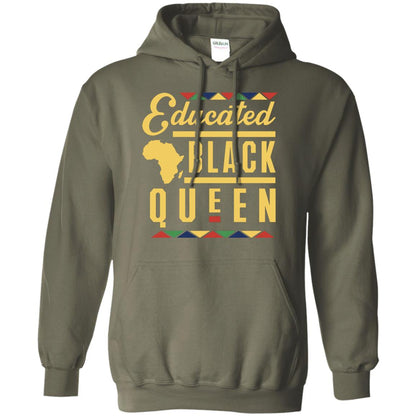African American T-shirt Educated Black Queen Military Green