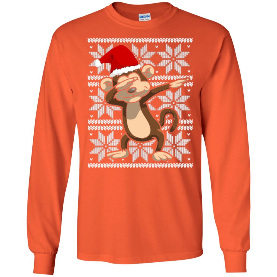Christmas T-shirt Dabbing Monkey Orange