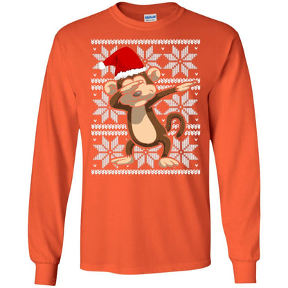 Christmas T-shirt Dabbing Monkey Orange