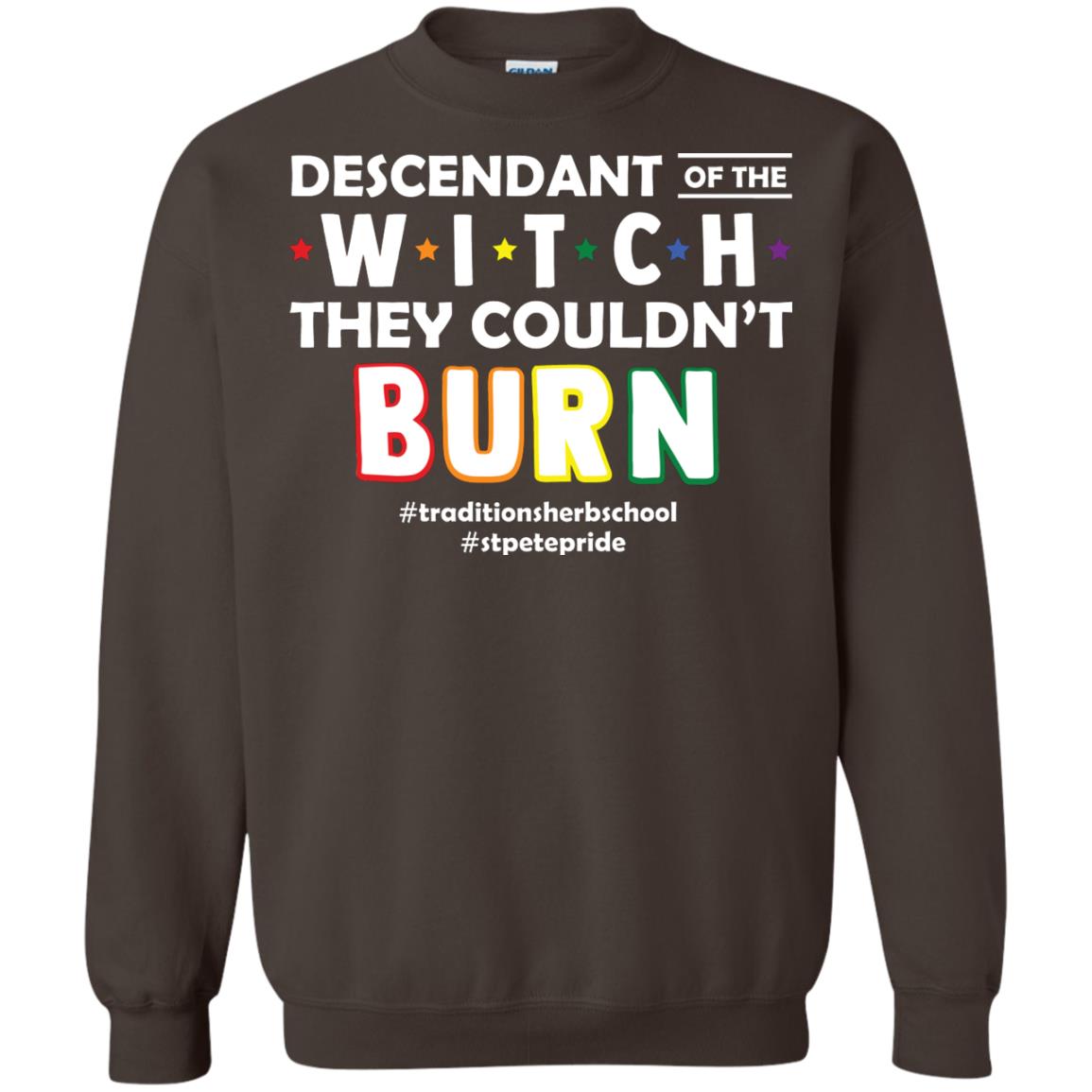 Descendant Of The Witch They Couldn_t Burn #traditionsherbschool #stpetepride Lgbt ShirtG180 Gildan Crewneck Pullover Sweatshirt 8 oz.