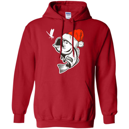 Bass Fishing Santa Hat Christmas Gift Shirt For Fishing Lovers Red