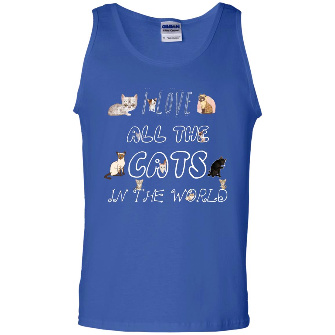 I Love All The Cats In The World Cat Lovers Shirt For Mens Or Womens Royal