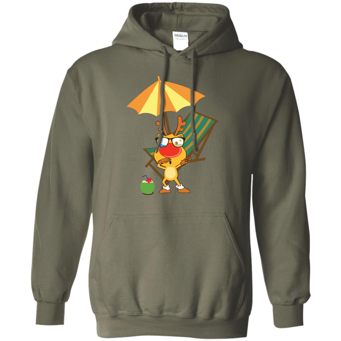 Dabbing Reindeer With Sunglasses Celebrate Xmas In July 2018 Shirt Military Green