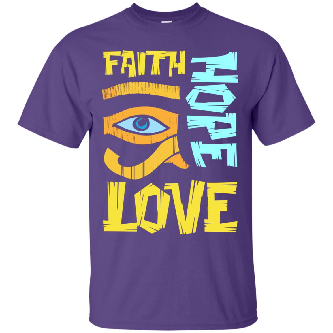 Faith Hope Love Christian T-shirt Purple