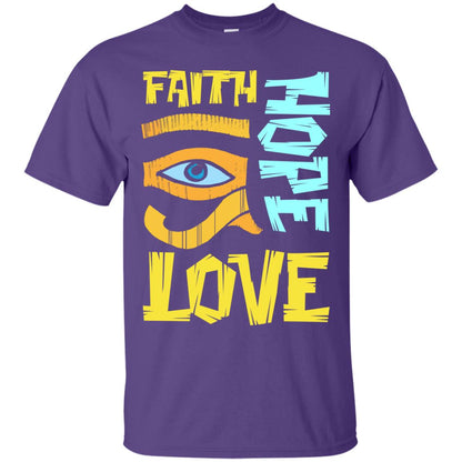 Faith Hope Love Christian T-shirt Purple