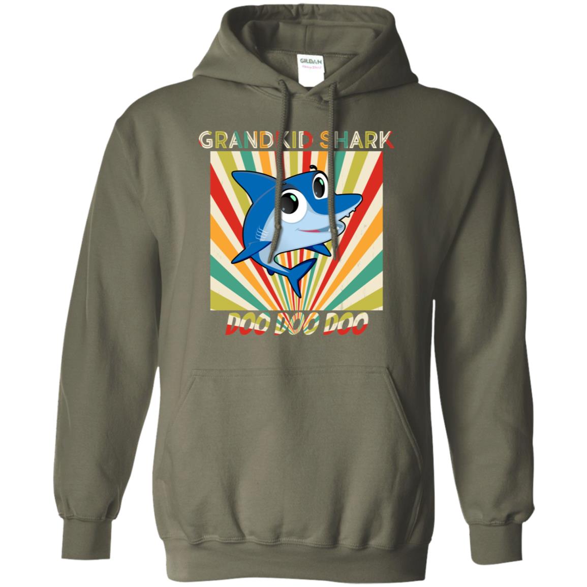 Grandkids Shark Doo Doo Doo Family Shark Gift Shirt Military Green