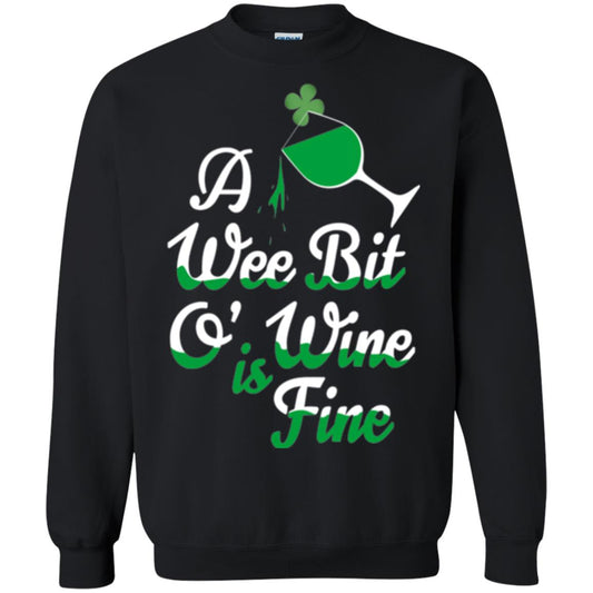 A Wee Bit O_ Wine Is Fine St. Patrick_s Day T-shirt Black