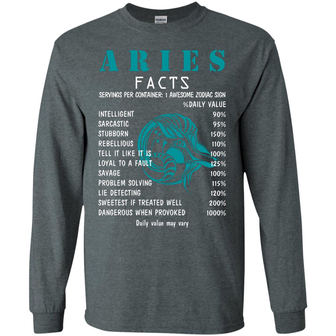 Aries Facts 1 Awesome Zodiac Sign Gift Shirt For Aries Horoscope Dark Heather