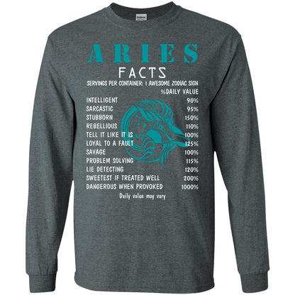 Aries Facts 1 Awesome Zodiac Sign Gift Shirt For Aries Horoscope Dark Heather