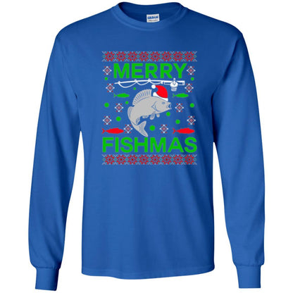 Christmas T-shirt Merry Fishmas Merry Christmas Fisherman Royal