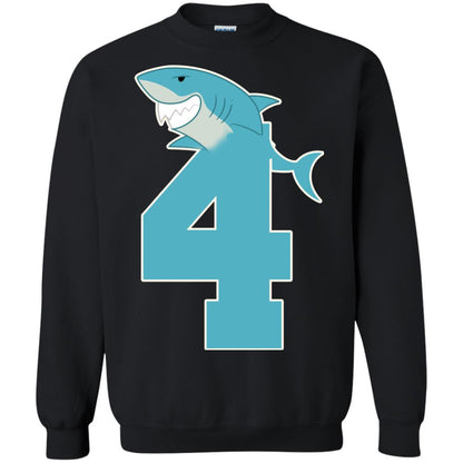 4th Birthday Shark Party Shirt Black