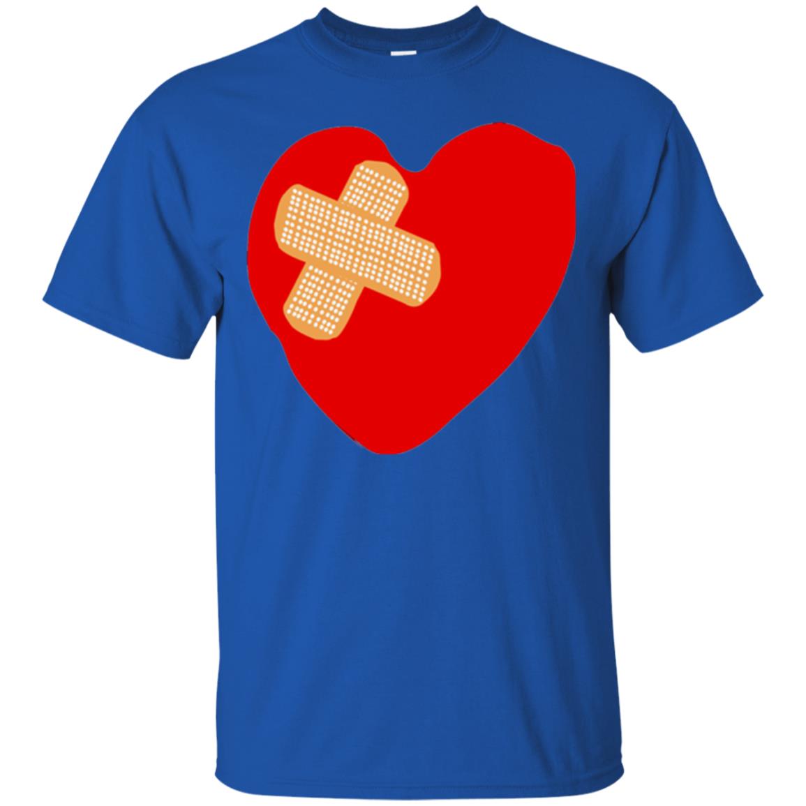 Funny Patched Up Heart Graphic T-shirt Royal