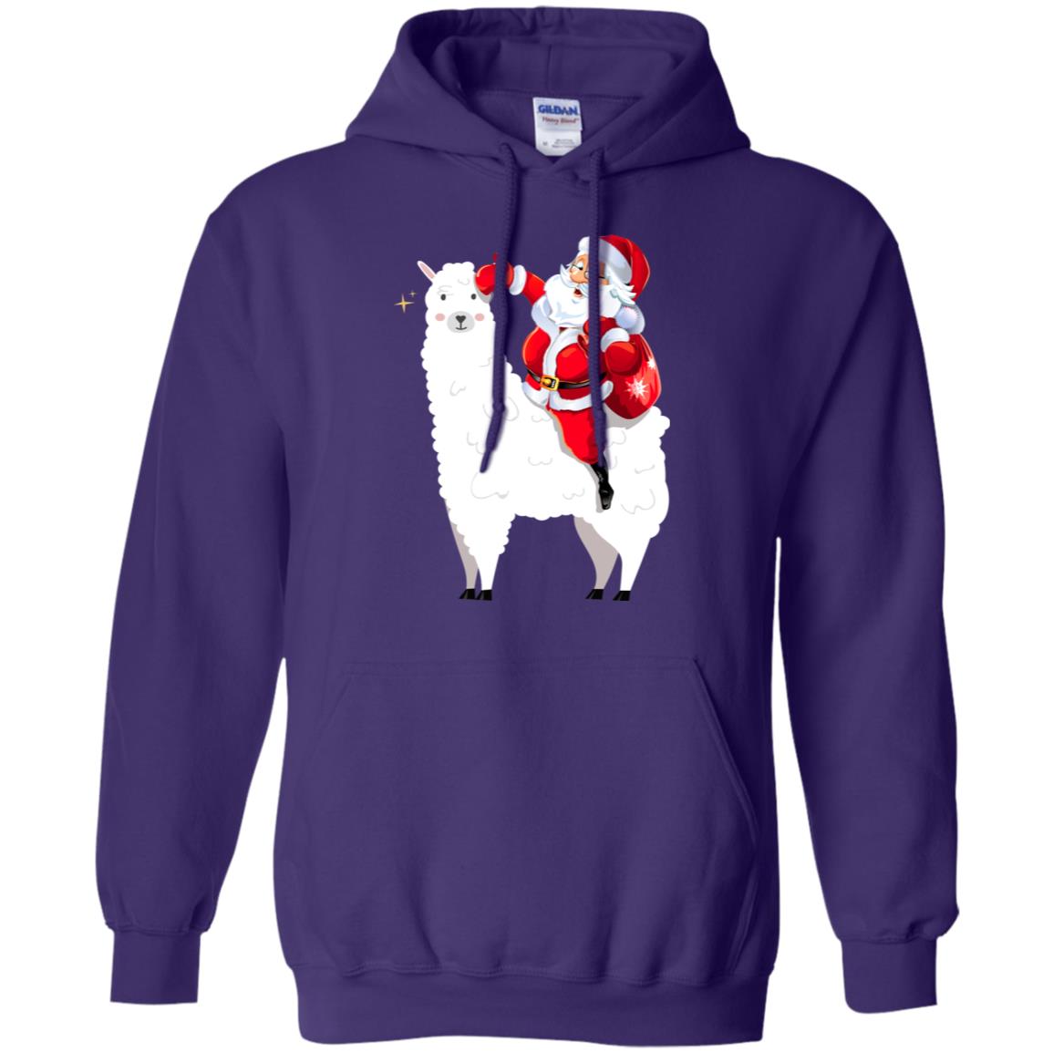 Alpaca Llama And Santa Claus X-mas Gift Shirt Purple