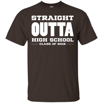 Straight Outta High School Class Of 2018 Graduation Shirt Dark Chocolate