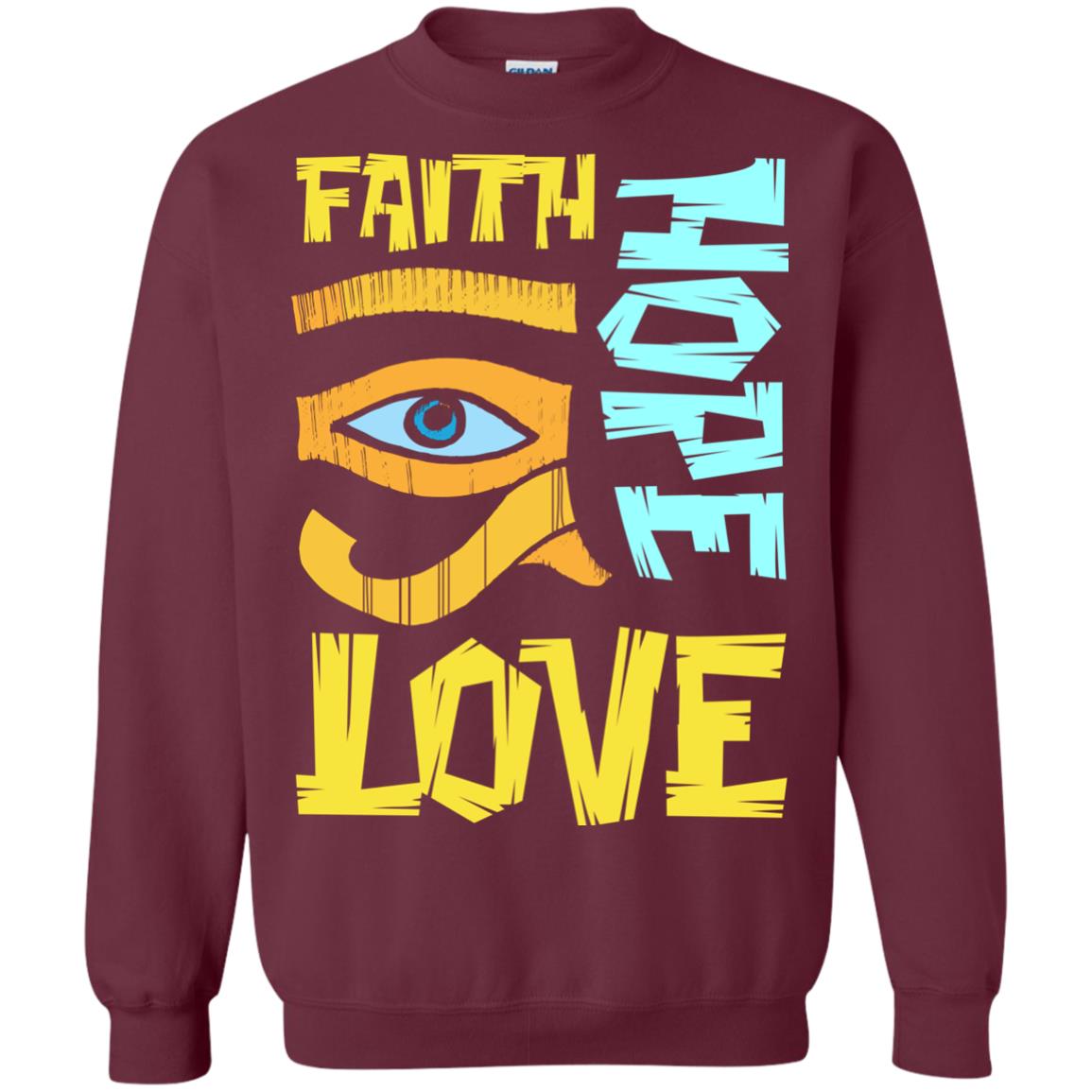 Faith Hope Love Christian T-shirt Maroon
