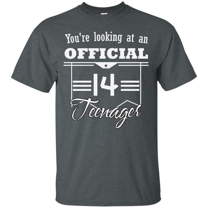 You're Looking At An Official 14 Teenager 14th Birthday Shirt Dark Heather