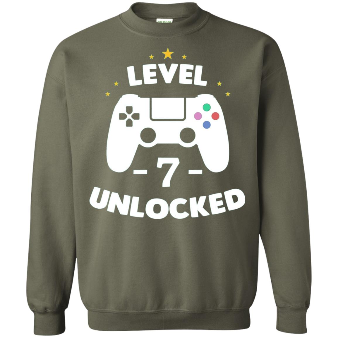 Level 7 Unlocked Gamer T-shirt Military Green