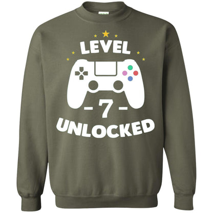 Level 7 Unlocked Gamer T-shirt Military Green
