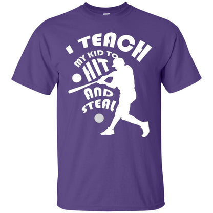 Baseball Lover T-shirt I Teach My Kid To Hit And Steal Purple