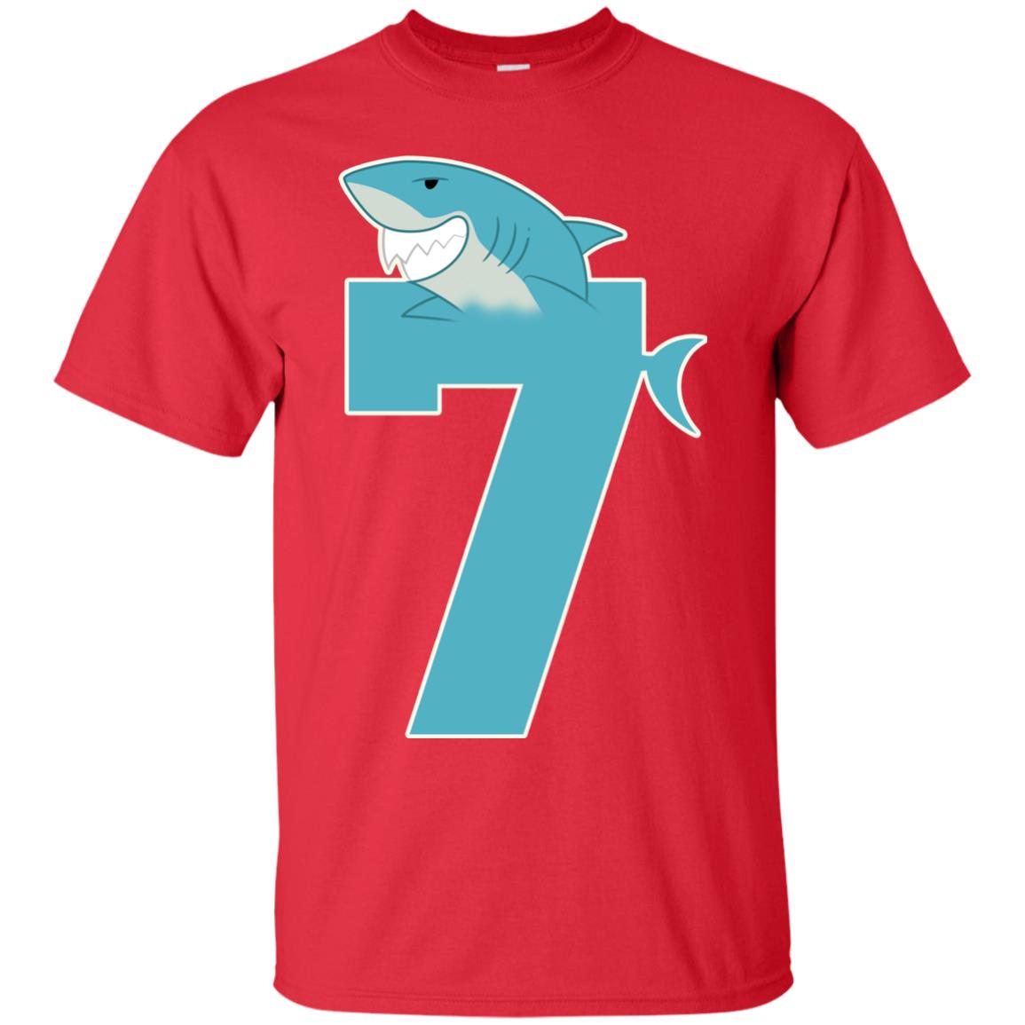 7th Birthday Shark Party Shirt Red