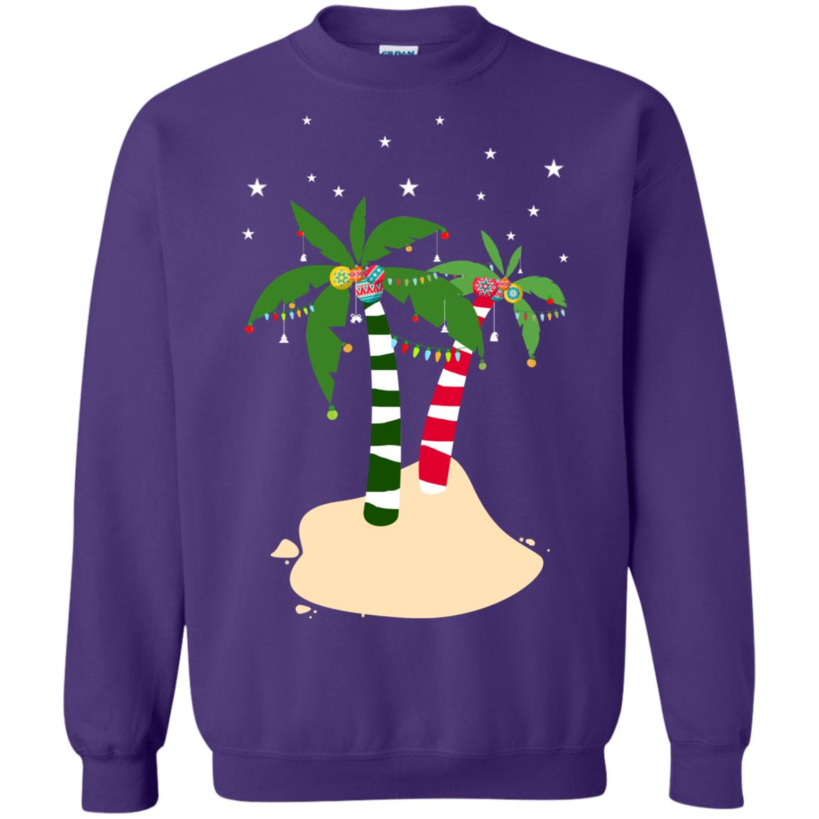 Decorated Tropical Coconut Tree Merry X-mas 2018 Gift Shirt Purple