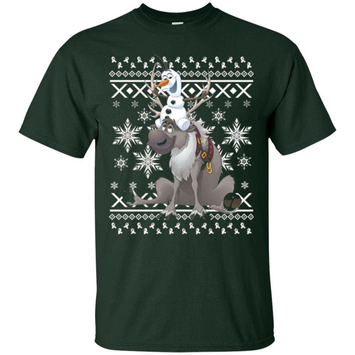 Film T-shirt Frozen Olaf Sven Riding Antler Forest Green