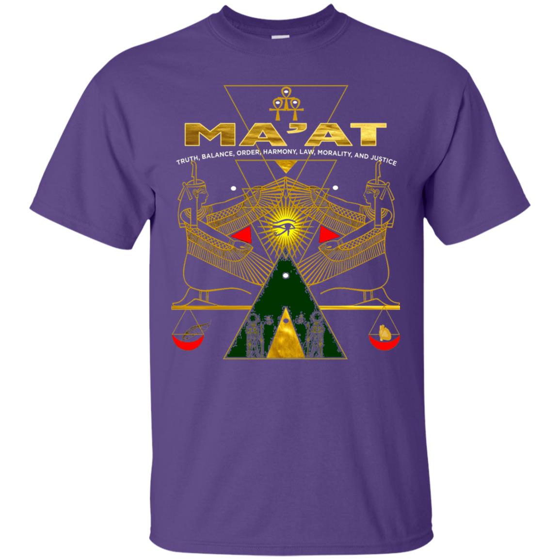 Sacred Kemetic Geometry Goddess Maat T-shirt Purple