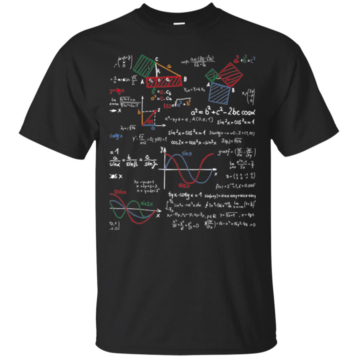 Math Lover T-shirt Formulas Cheat Sheet Black
