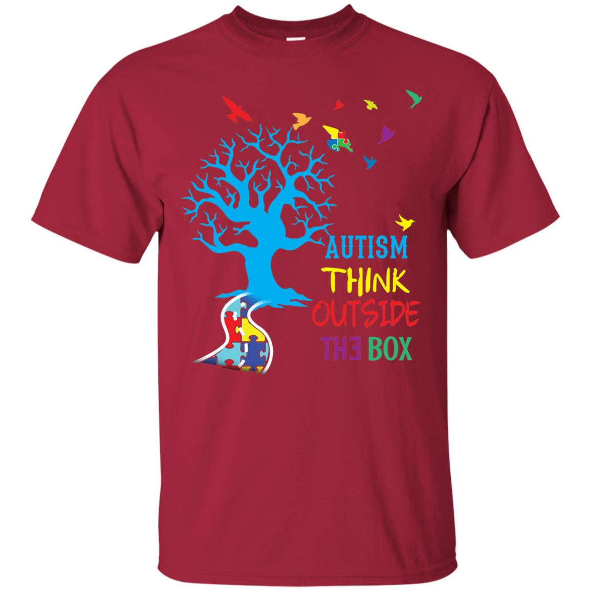 Autism Awareness T-shirt Autism Think Outside Cardinal