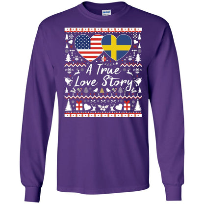 Christmas T-shirt American Swedish A True Love Story Purple