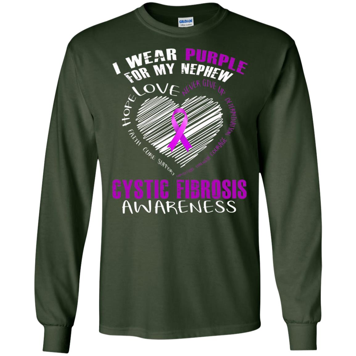 Cystic Fibrosis Awareness T-shirt I Wear Purple Forest Green