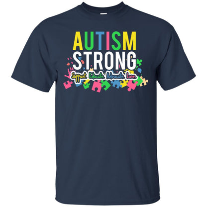 Autism Strong Support Educate Advocate Love Autism Awearness T-shirt Navy
