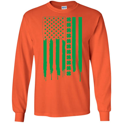 Irish American Flag St Patrick_s Day T-shirt Orange