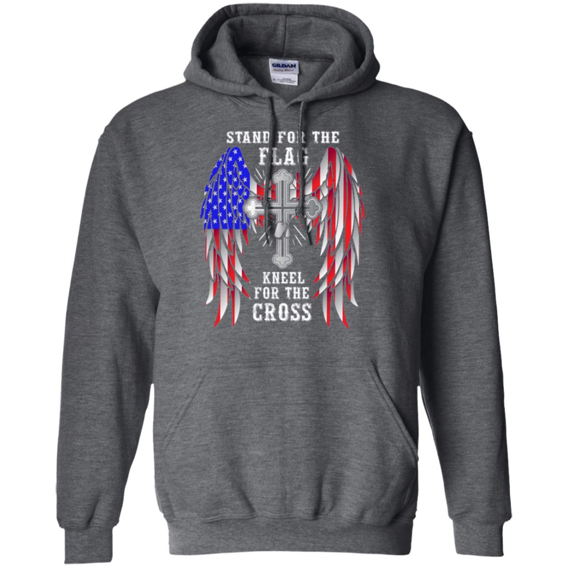 Christian T-shirt Stand For The Flag Kneel For The Cross Dark Heather