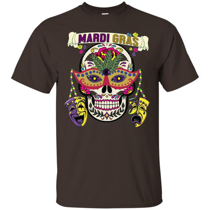 New Orleans Beads Skull Mardi Gras T-shirt Dark Chocolate