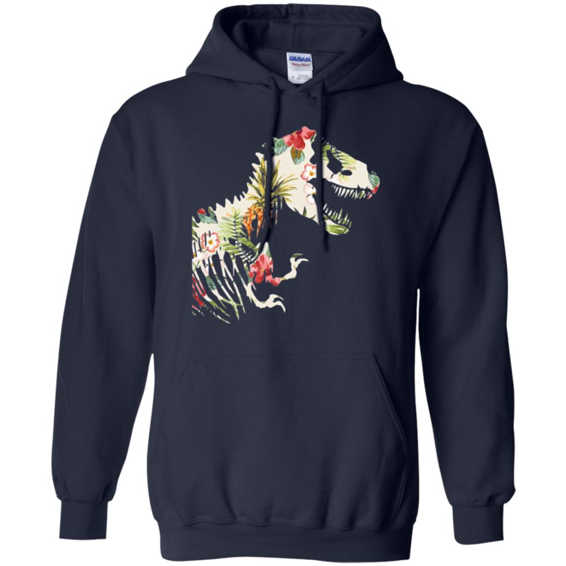 Dinosaur T-shirt Floral Tropical Hawaiian Pattern T Rex Navy