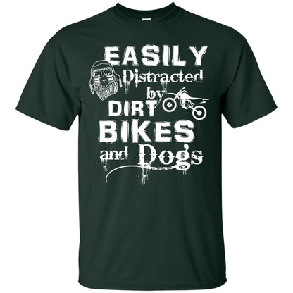 Dogs And Bikes Lover T-shirt Easily Distracted By Dirt Bikes And Dogs Forest