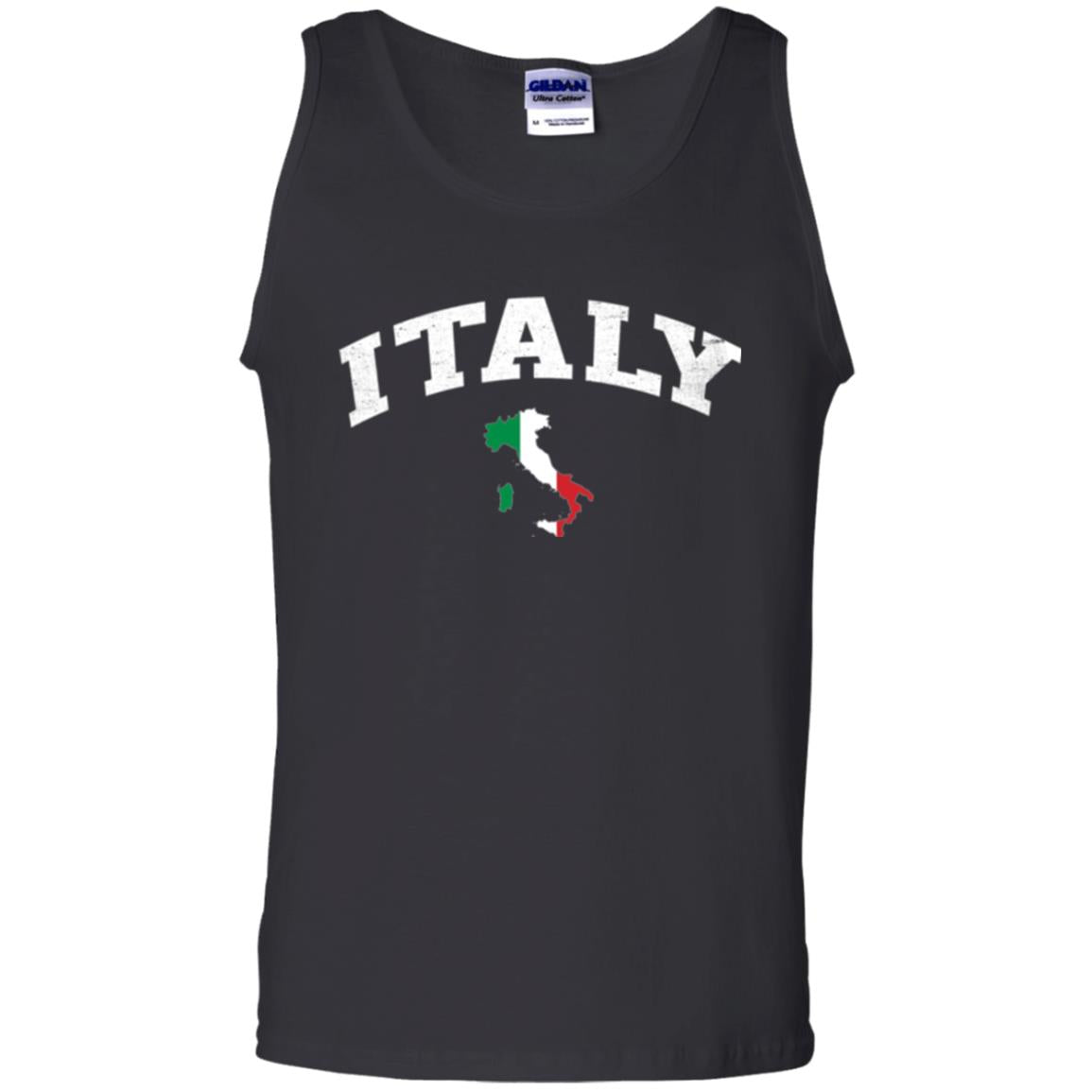Italy T-shirt Flag Map Black