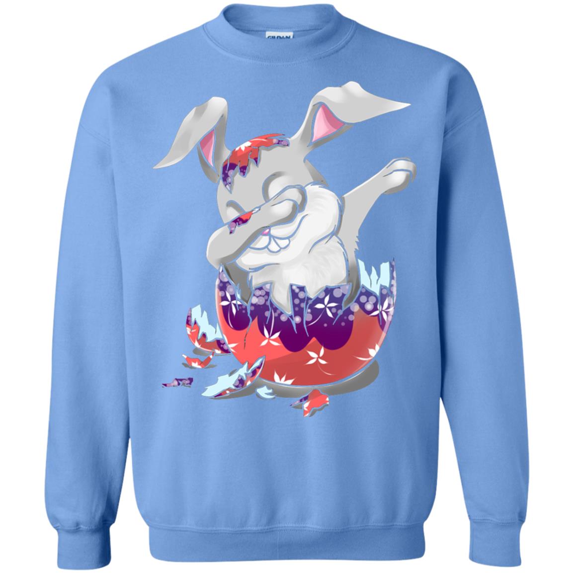 Funny Dabbing Bunny T-shirt For Kids Easter Gift Carolina Blue