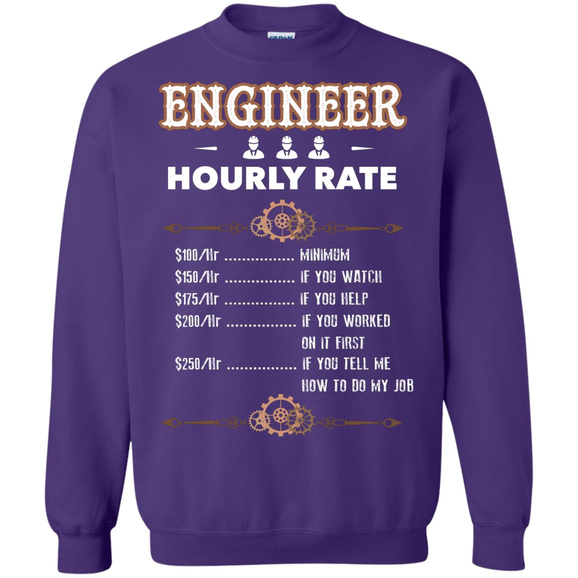 Engineer Hourly Rate Shirt For Mens Or Womens Purple
