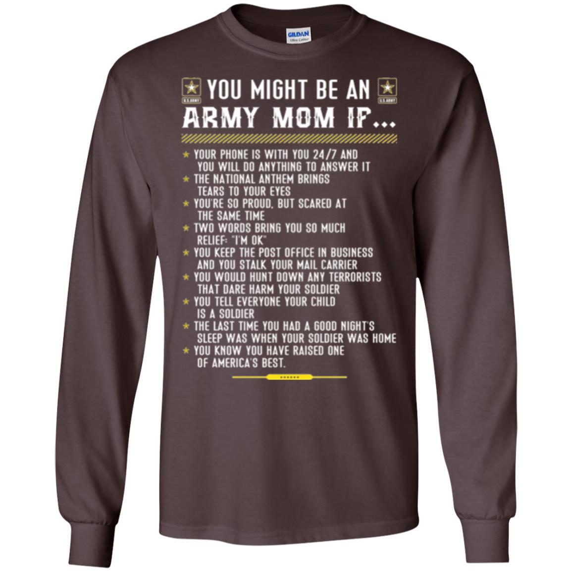 Veteran T-shirt You Might Be An Army Mom If Dark Chocolate
