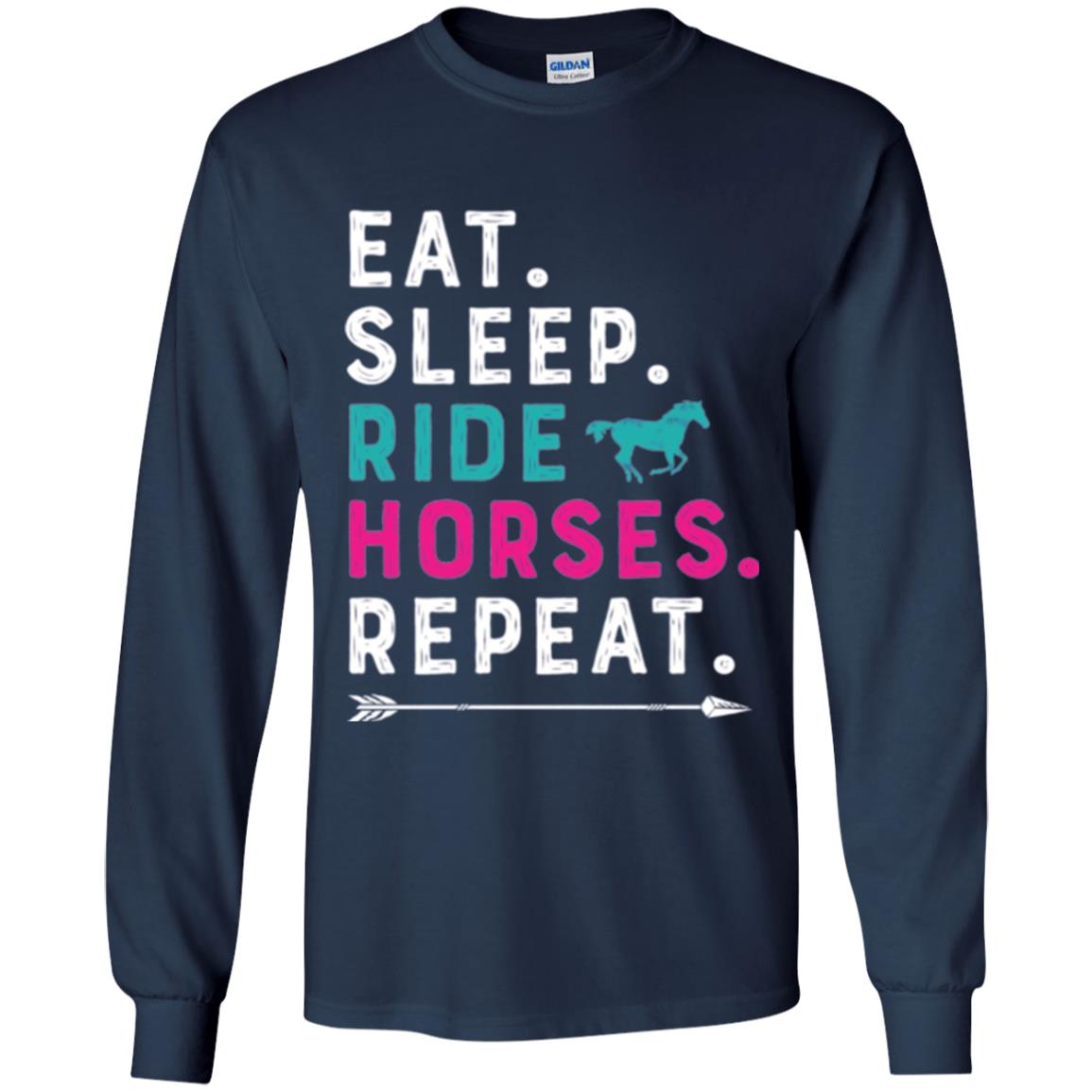 Horseback Lovers T-shirt Eat Sleep Ride Horses Repeat Navy