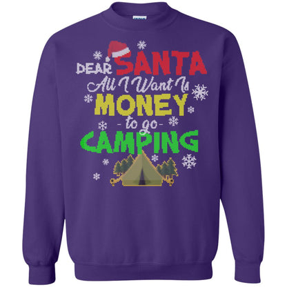 Dear Santa All I Want Is Money To Go Camping X-mas Idea Shirt For Camping Lovers Purple