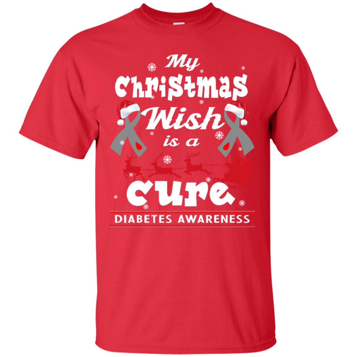 My Christmas Wish Is A Cure Diabetes Awareness X-mas Gift Shirt Red