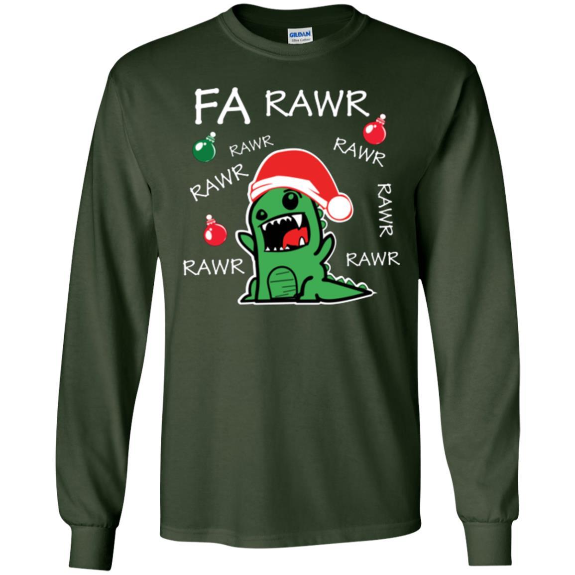 Christmas T-shirt Dinosaur Fa Rawr Forest Green